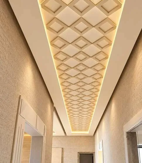 Decorative gypsum ceiling feature with concealed lighting