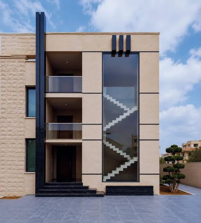 Private villa in Bchamoun with a nine-metre fixed glass façade